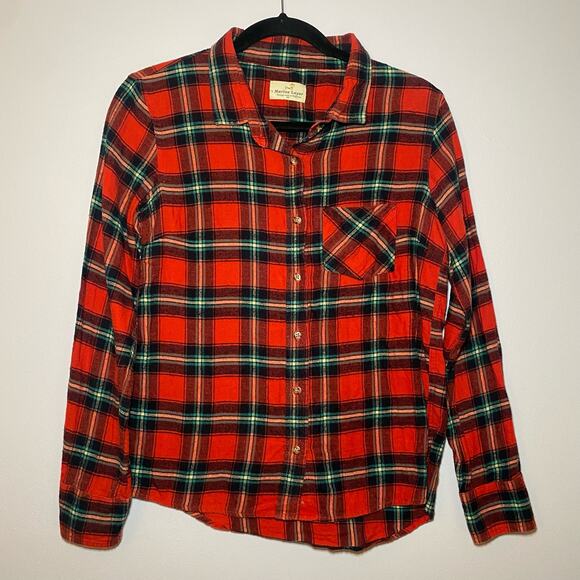 Marine Layer Tops - Marine Layer Women's size XS Red Green Check Plaid Button Up Long Sleeve Shirt